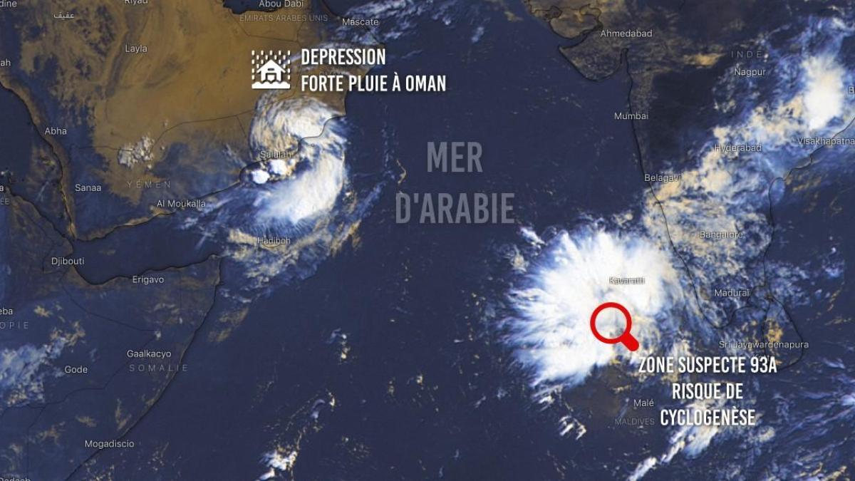 Dépression sur Oman et cyclogenèse en vue à l'Ouest de l'Inde