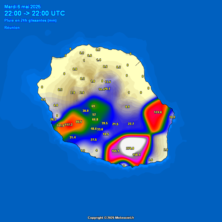 Cumuls pluviométriques sur 24h