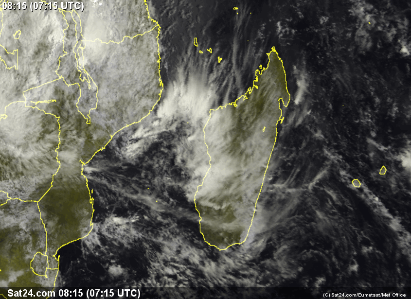 Image satellite zone Madagascar & Canal du Mozambique (SAT24)