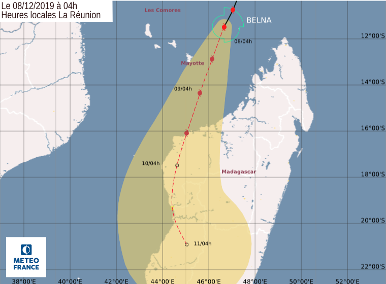 trajectoire cyclone belna