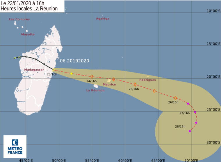 Prévision trajectoire future tempête Diane