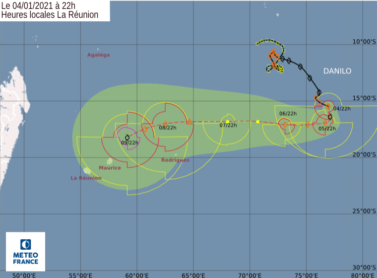 Danilo prevision trajectoire cmrs la reunion
