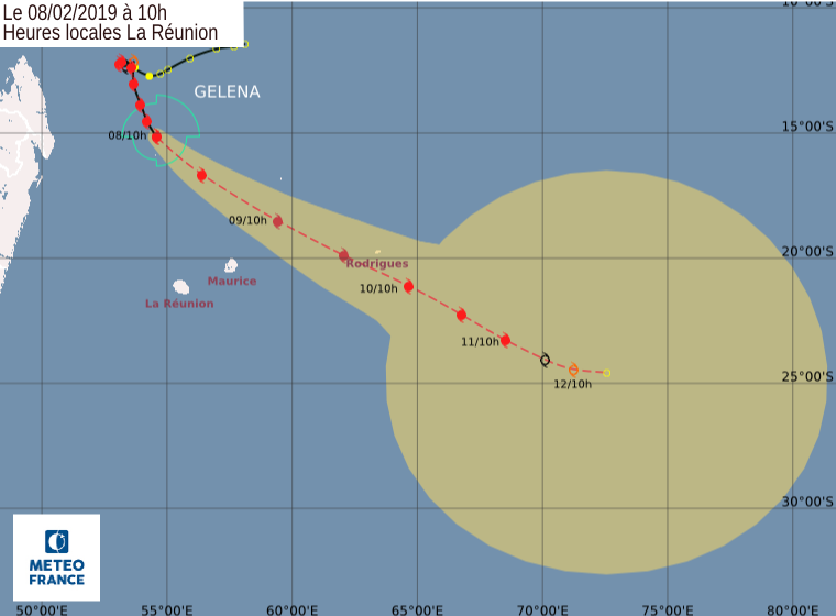 trajectoire cyclone Gelena