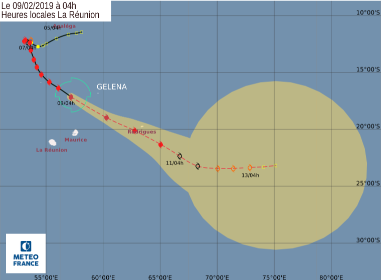 trajectoire cyclone Gelena