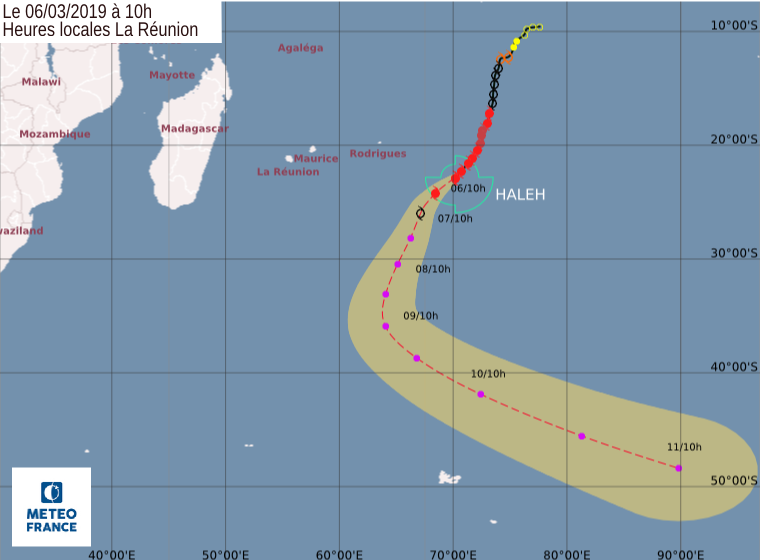 prevision trajectoire cyclone haleh