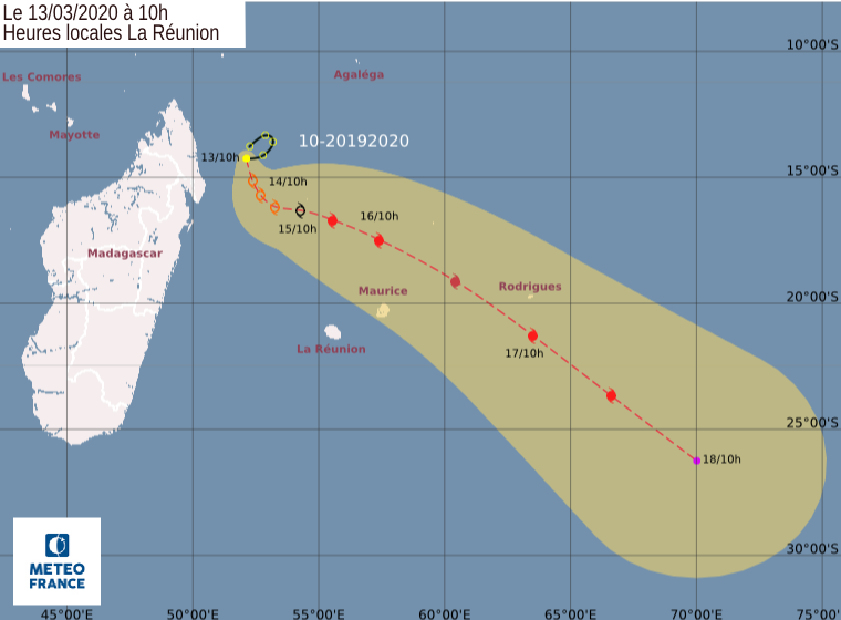 trajectoire tempête tropicale Herold