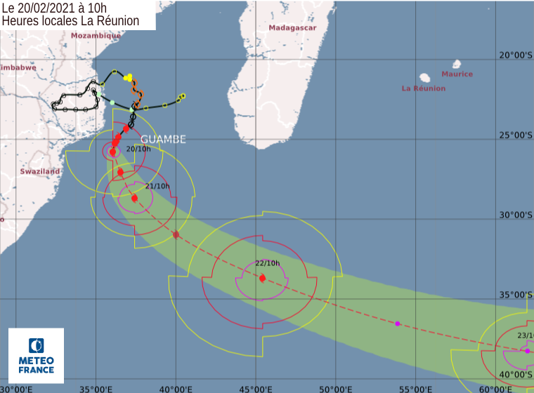 trajectoire cyclone guambe