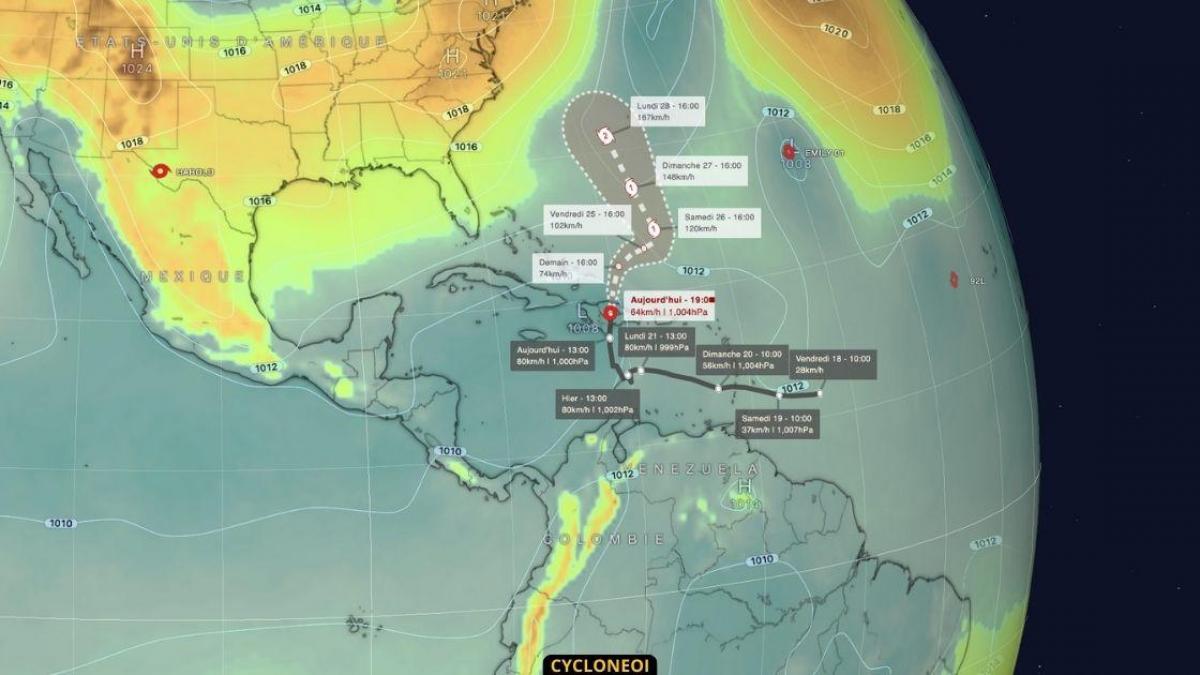 Hispaniola en pleine tempête tropicale Franklin