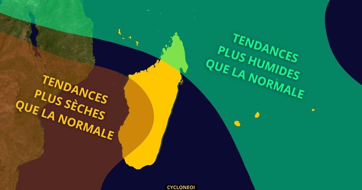 Été austral : tendances de précipitations pour la période janvier, février et mars 2024