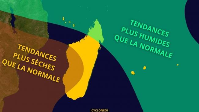 Été austral : tendances de précipitations pour la période janvier, février et mars 2024