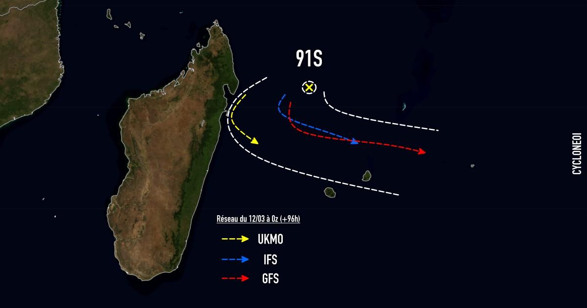 Trajectoire 91s 12/03 a 0z