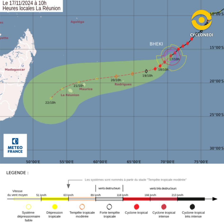Cyclone BHEKI : Prévision du CMRS