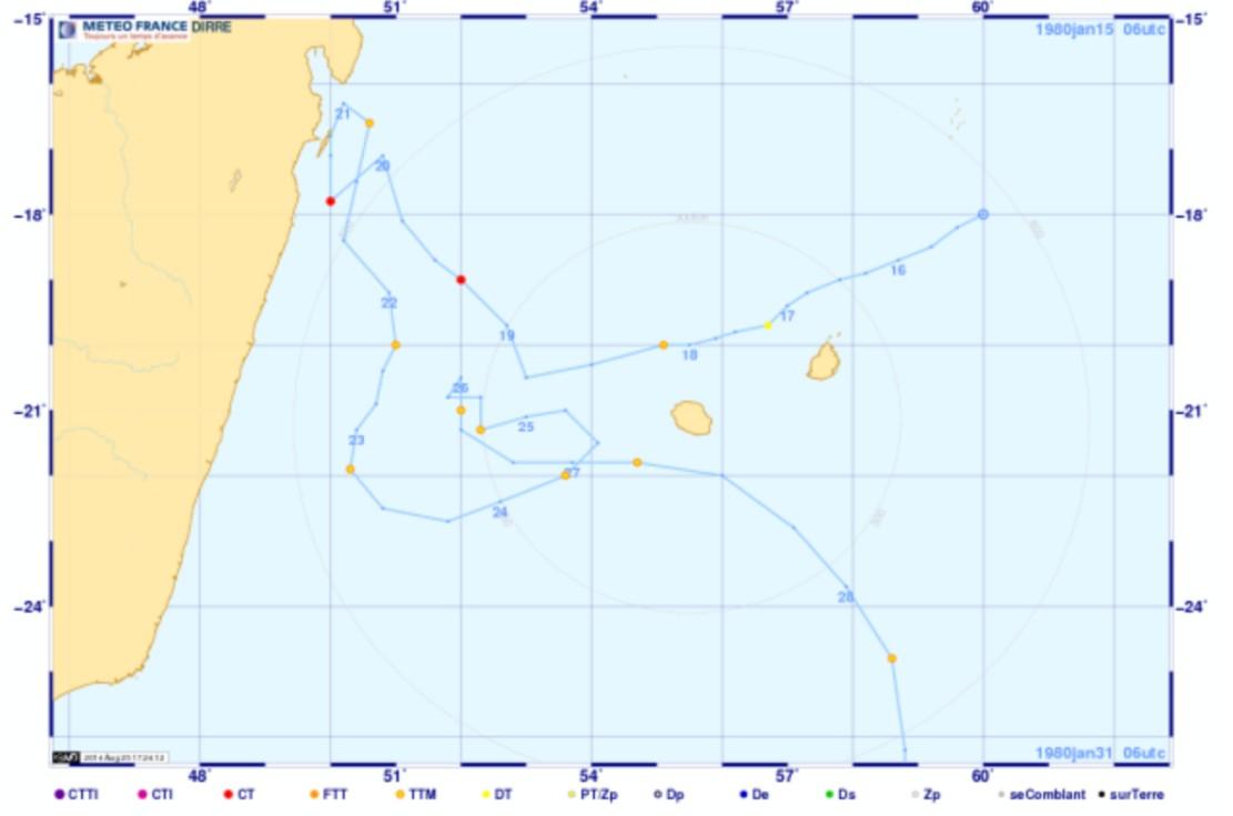 Trajectoire cyclone hyacinthe