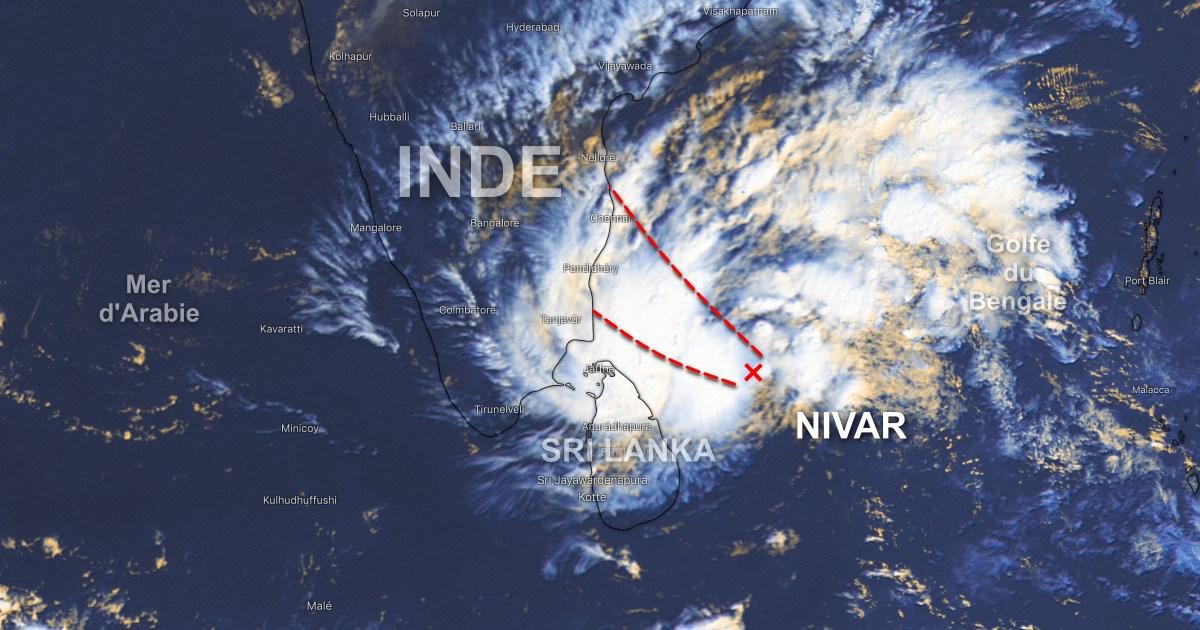 Trajectoire cyclone nivar