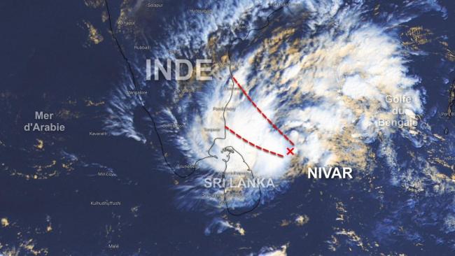 La tempête tropicale Nivar en direction du Sud-Est de l'Inde