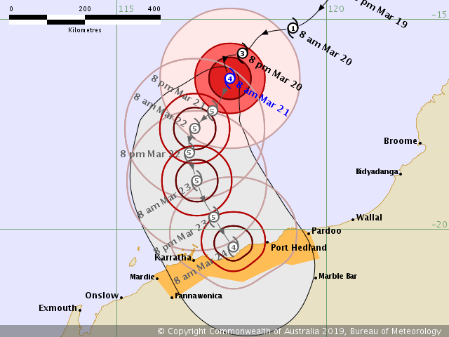 Trajectoire cyclone veronica