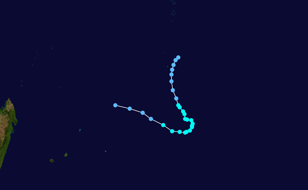Trajectoire de la tempête tropicale Odette 1971