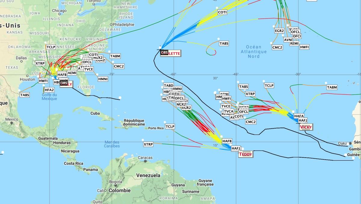 Trajectoire saison ouragan 2020