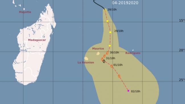 La future tempête Calvinia en direction des Mascareignes