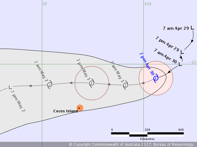 Prévision de trajectoire de la tempête GREG (BOM)