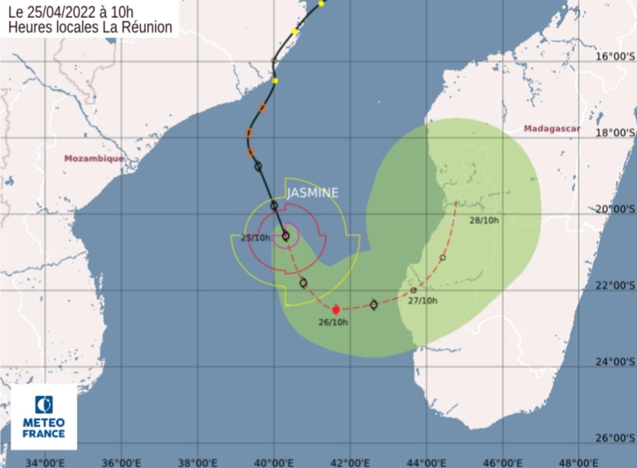 Trajectoire tempete tropicale jasmine