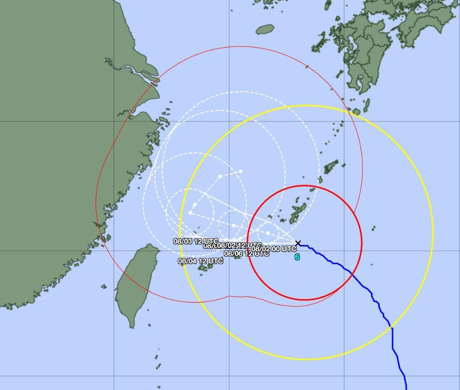 Trajectoire typhon Khanun