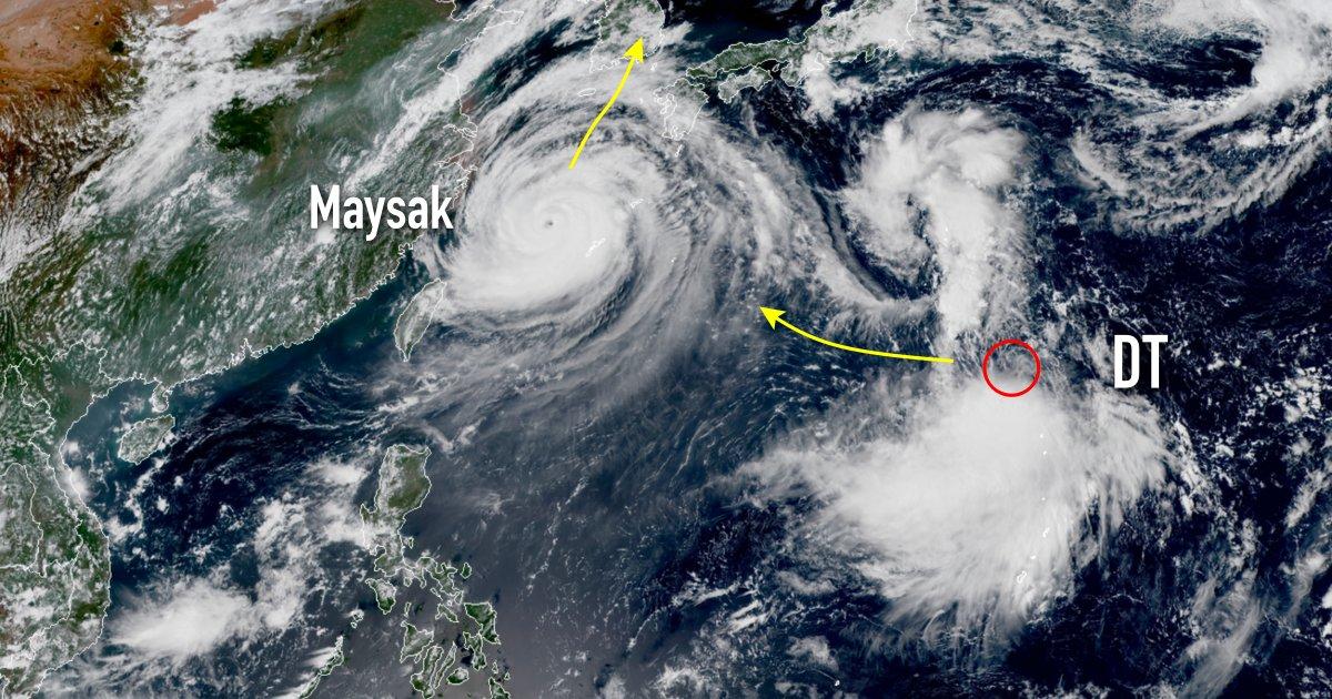 Le typhon Maysak vers la Corée du Sud et une menace en vue pour le Japon