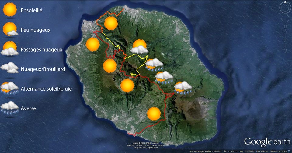 Prévisions météo pour le Grand Raid 2014