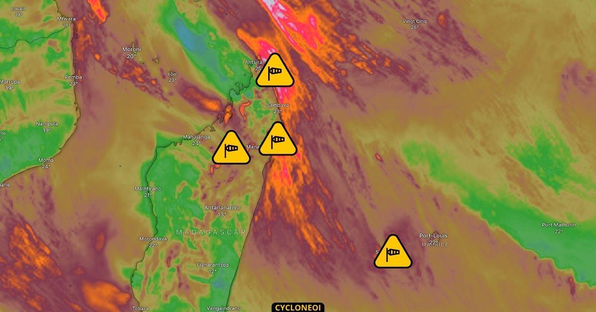 Vents forts à Madagascar et La Réunion : rafales jusqu’à 90 km/h