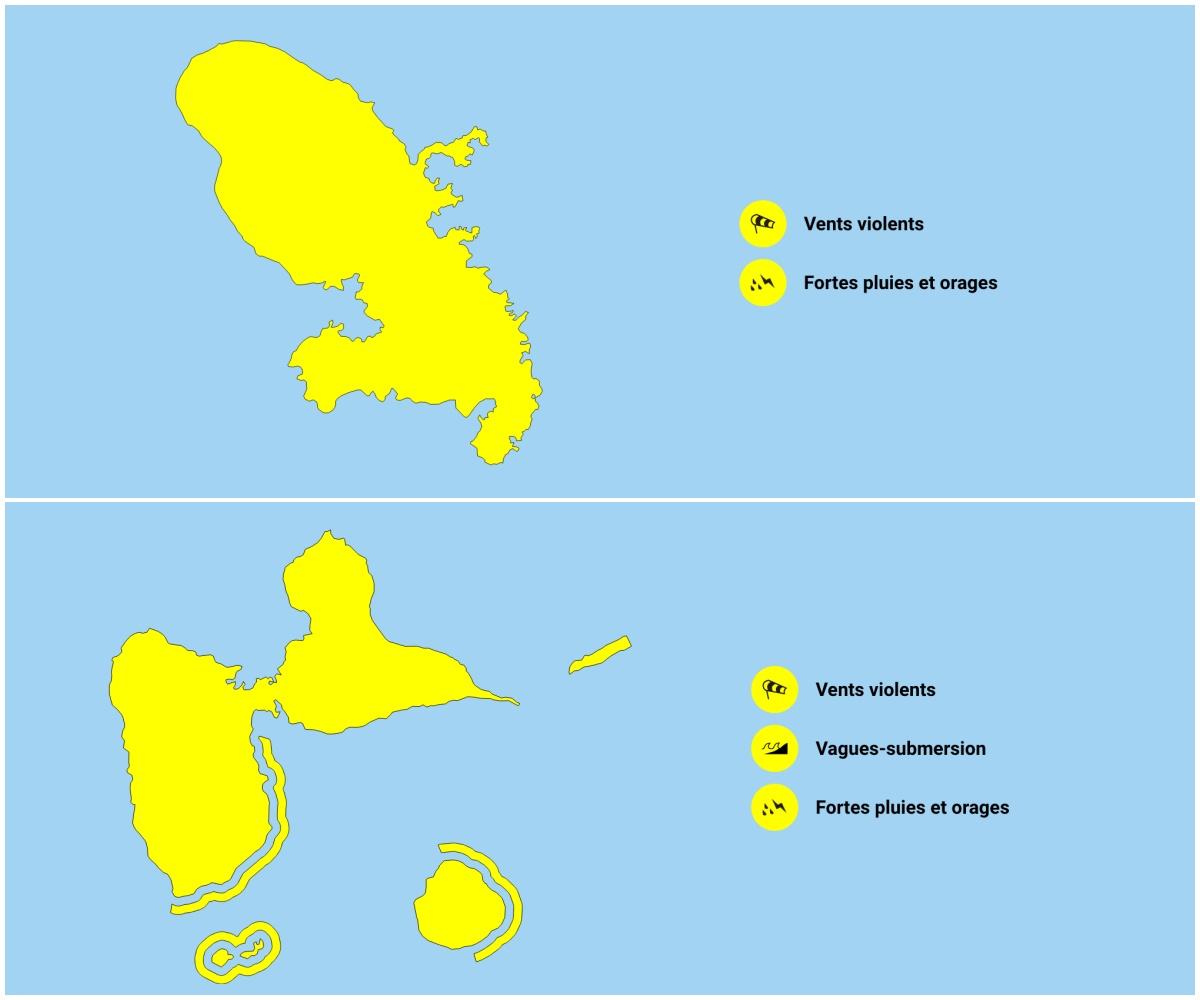 Vigilance jaune guadeloupe et martinique onde tropicale 94l