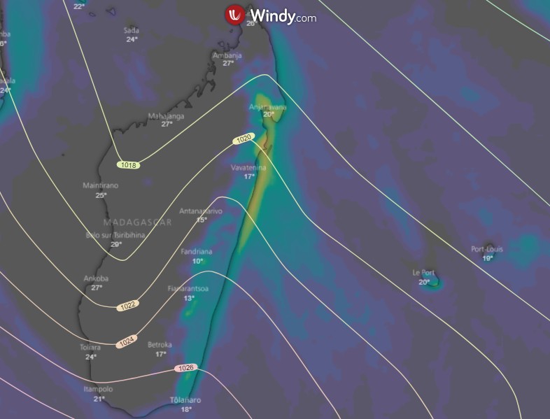 Cumul pluviométrique sur 72h simulé par le modèle européen IFS ©Windy