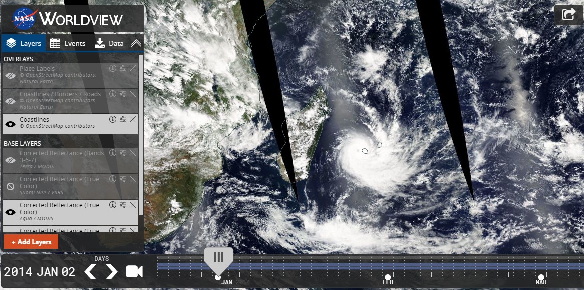 Application WorldView de la NASA