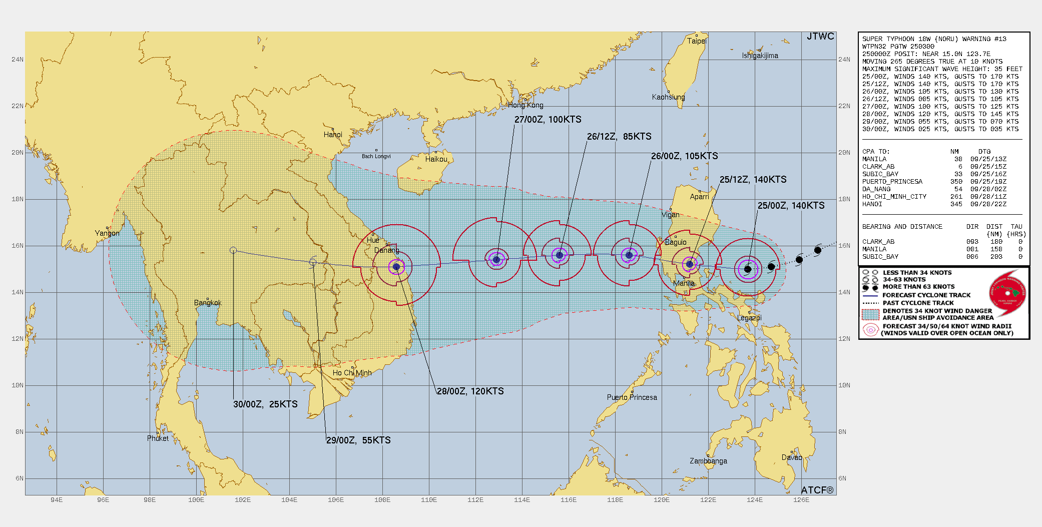 trajectoire super typhon noru